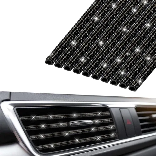 Miniatura 12 de INSAUTO Bling - Tira de decoración de ventilación de coche para mujeres y niñas, 10 piezas de diamantes de imitación para aire acondicionado