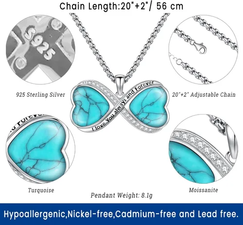 Miniatura 127 de Joyas de turquesa para mujeres y hombres de plata de ley 925 con colgante de urna para cenizas, collar con medallón de imagen, martillo de Thor