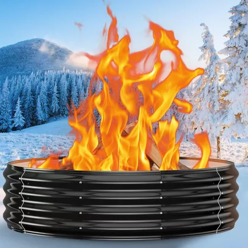 Miniatura 12 de Anillo de chimenea al aire libre de 32 pulgadas, chimenea de leña resistente al calor de 17 pulgadas de altura y chimenea para exterior, anillo