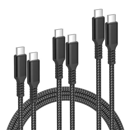Miniatura 10 de Cable de carga USB tipo C, paquete de 3, (1.5/3.3/6.6 pies), de nailon, para Samsung Galaxy Fold Note 9, 8, S10, S9, S8, S10E, 10, 10E, Plus, S20