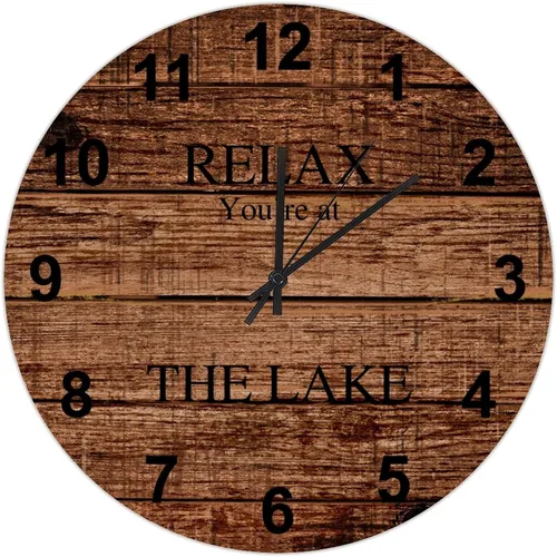 Miniatura 32 de UFunhome Reloj de pared de granja Lake Relax You're at The Lake Silent Non-Ticking Vintage Country reloj de grano de madera a pilas para el hogar