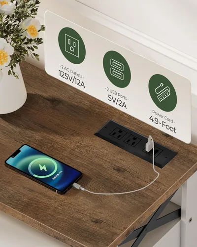 Miniatura 7 de CHOEZON Mesa consola, mesa de sofá de granja con toma de corriente, gabinete de barra de café con almacenamiento, mesa de entrada, mesa de bar