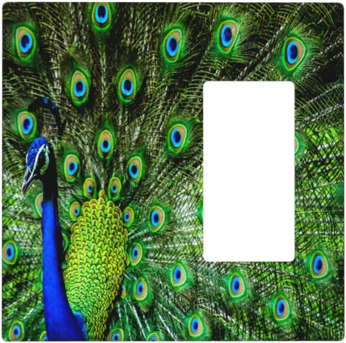 Miniatura 22 de Cubierta decorativa para toma de corriente de pavo real, cubierta de salida de 1 banda, cubierta de placa de interruptor de luz, placas de 1