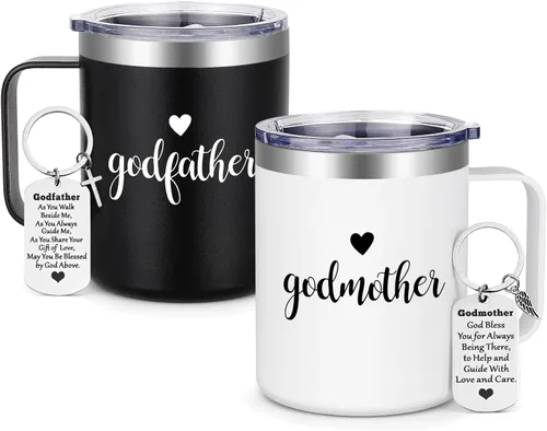 Miniatura 8 de LiqCool Regalo de propuesta de padrinos, juego de tazas de madrina y padrino, propuesta de regalos de padres de Dios, regalos de Navidad
