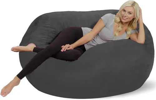 Miniatura 25 de Chill Sack Funda para silla puf, 5 pies, microgamuza - Chocolate Microsuede - Chocolate - Solo funda