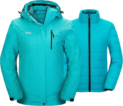 Miniatura 14 de Wantdo - Chaqueta impermeable 3 en 1 para mujer, abrigo de invierno cálido, resistente al viento, chaqueta de snowboard con capa de puffer