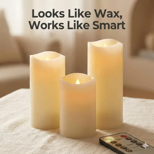 Miniatura 6 de Enido 24 piezas de velas LED sin llama con control remoto y temporizador, impermeables para exteriores, luces eléctricas parpadeantes y cálidas