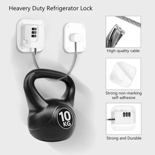 Miniatura 6 de Cerradura de refrigerador, cerradura de nevera resistente, cerradura de combinación para armarios de refrigerador, cajones, seguridad, fácil