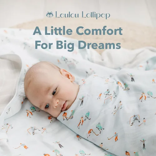 Miniatura 7 de Loulou Lollipop – Manta suave de muselina para bebé, manta de recepción premium, manta envolvente para bebe de 47" x 47" para niñas y niños Safari