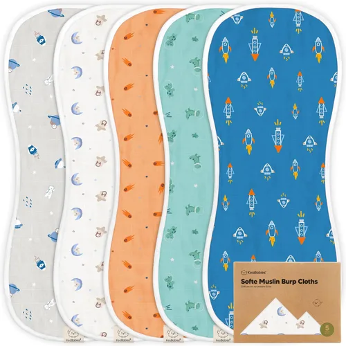 Miniatura 16 de Paquete de 5 paños de muselina para eructos para bebé, niño, niña, trapos muy absorbentes para bebés, 8 capas de viscosa derivada de toalla