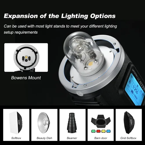 Miniatura 5 de Godox AD600BM Montura Bowens 600Ws GN87 Flash estroboscópico de alta velocidad para exteriores y estudio monoluz con sistema inalámbrico 2.4G X