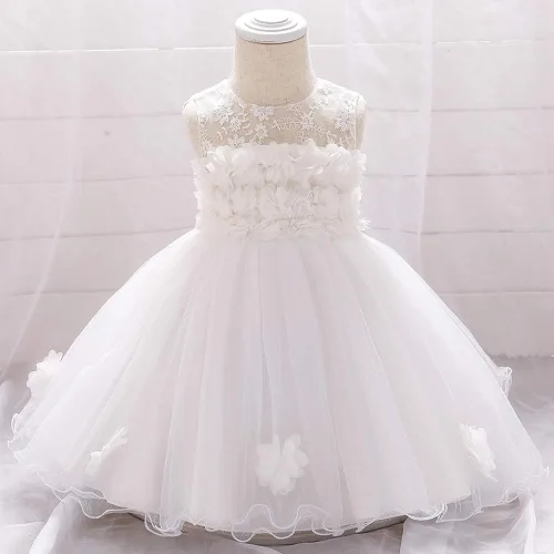 Miniatura 2 de TUIJI Vestido de encaje de tul sin mangas con lazo de princesa para niñas pequeñas de 6M-2T