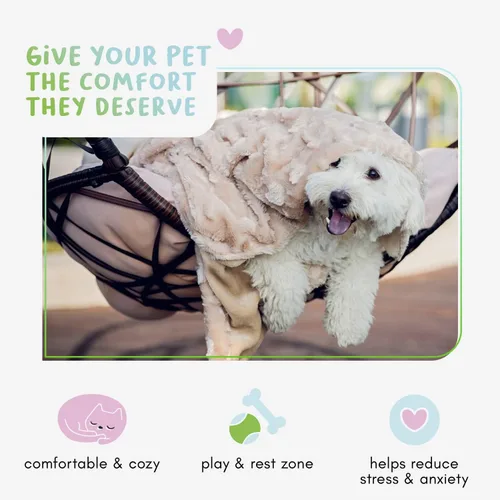 Miniatura 4 de Petique Manta de terciopelo para mascotas, súper suave para gatos y perros, felpa de poliéster de doble cara, bonito diseño de huellas de patas