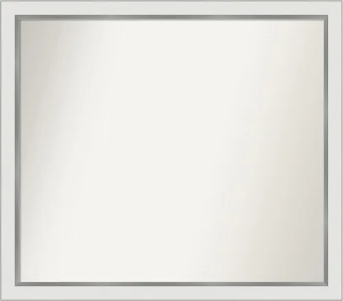 Miniatura 386 de Amanti Art Espejo de baño blanco para sobre el fregadero, 30 x 35 pulgadas, espejo de tocador rectangular estrecho de Eva de oro blanco, marco