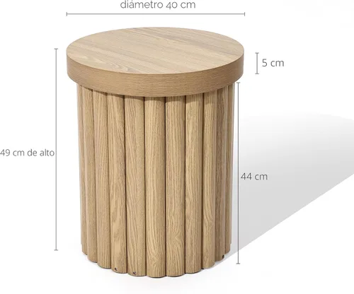 Miniatura 2 de LuxenHome Mesa auxiliar redonda, mesa auxiliar acanalada de 19 pulgadas de alto para espacios pequeños, mesa auxiliar pequeña moderna de mediados