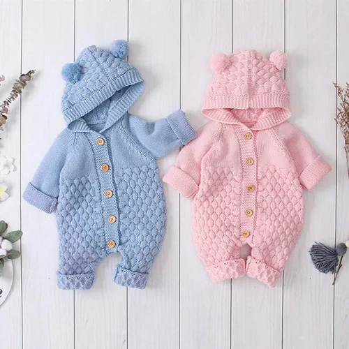 Miniatura 5 de Suéter de punto unisex con capucha y orejas de oso en 3D, de manga larga, ropa de dormir para el invierno