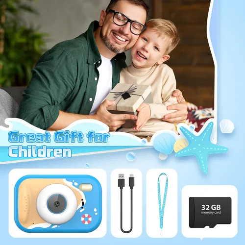 Miniatura 8 de Cámara para niños impermeable, cámara submarina IP68 para niños de 3 a 12 años, cámara digital HD para niños con grabación de video de 1080P