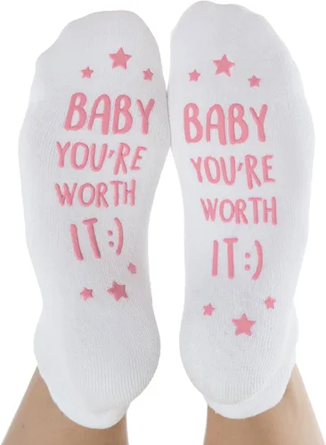 Kindred Bravely Calcetines de presión antideslizantes inspiradores para el parto, para el parto, para la maternidad, lo vales!