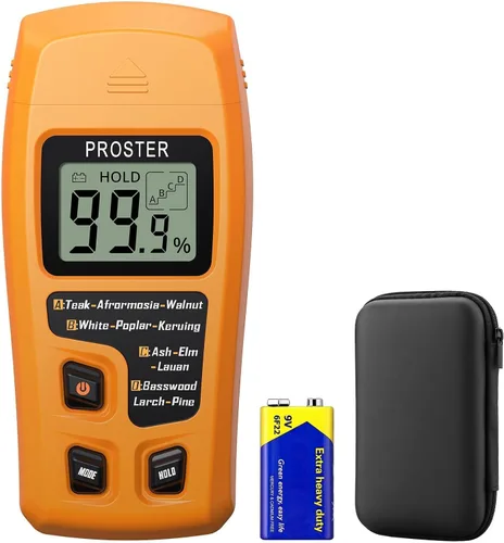 Proster Medidor de Humedad de Madera - Detector de Humedad Digital Probador de Humedad, Detector de Humedad Tipo Pin Probador de Humedad para