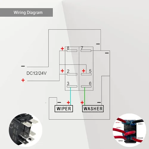 Miniatura 5 de Interruptor basculante para limpiaparabrisas, luz LED blanca de 6 pines (encendido), interruptor momentáneo DPDT de encendido y apagado para Blanco