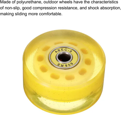 Miniatura 4 de PATIKIL Roller Skate Wheels with Bearings, Quad Skate Replacement for Double Row Skate Skateboards Indoor or Outdoor Amarillo Brillo
