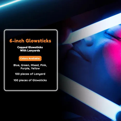 Miniatura 5 de Glow Fever Palitos que brillan en la oscuridad – 100 unidades de barras brillantes de 6 pulgadas pack de fiesta a granel con tapas de extremo