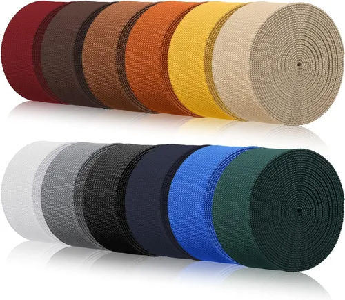 Miniatura 8 de WILLBOND 12 rollos de banda elástica colorida plegable, cordón elástico resistente, banda plana tejida para costura, manualidades, DIY, puños