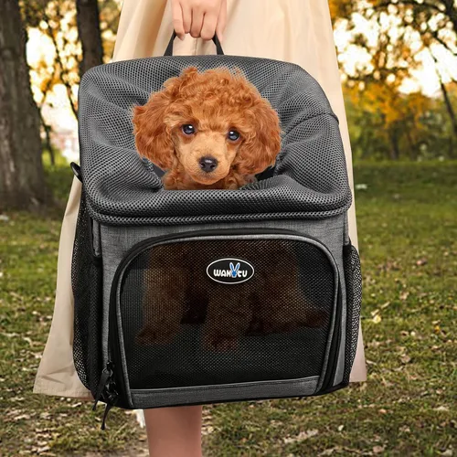 Miniatura 6 de Lixada Cesta de bicicleta para perros plegable y extraíble de 12 x 10.2 x 13.8 pulgadas con cubierta impermeable, mochila multifuncional para perros