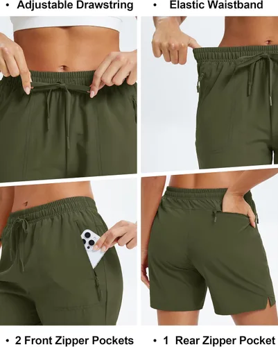 Miniatura 5 de MAGCOMSEN Pantalones cortos de senderismo para mujer de 5 pulgadas, UPF 50+, de secado rápido, ligeros, atléticos, para correr, golf, verano