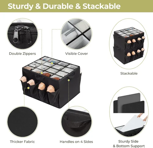 Miniatura 4 de Organizador de zapatos para armario, solución de almacenamiento de zapatos con cubierta transparente y separadores ajustables, caja de zapatos