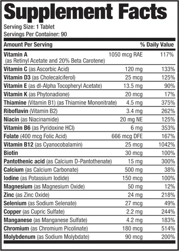 Miniatura 6 de Bronson ONE Daily Multivitamínico Multimineral Completo 50+ para mujer, 90 tabletas