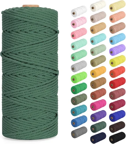 Miniatura 72 de Cordón de macramé de 0.079 in x 380 yardas (1140 pies), cuerda de algodón natural para colgar en la pared, ganchos de plantas, manualidades, Beige