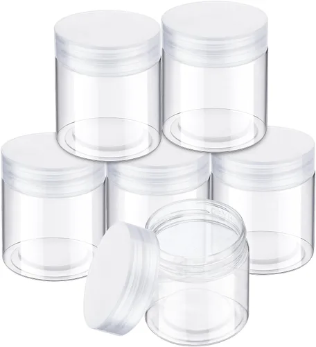 Miniatura 21 de SATINIOR - Paquete de 6 recipientes de plástico redondos transparentes a prueba de fugas, con tapa para almacenamiento en viajes, sombra de ojos