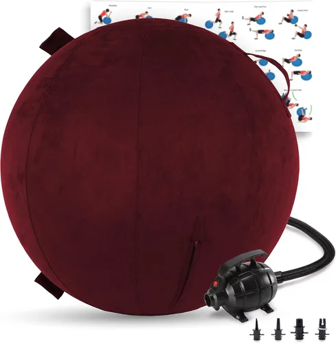 Husband Pillow Exercise Ball, Cover with Pump for Yoga, Pilates, Fitness Balance Stability, Office Ball Chair Seat. Soft & Slip Resistant, Pro Guide