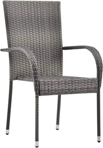 Miniatura 5 de Ensemble de Jardin 7 Pièces Gris et Noir avec Table en Verre, Meubles de Modernes et Résistants aux Intempéries Pour Terrasse, Balcon ou Jardin