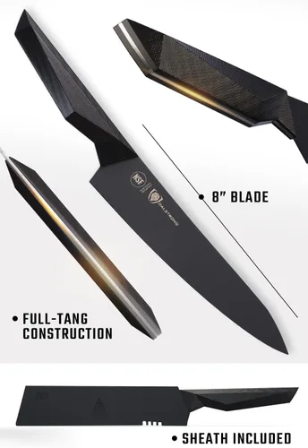 Miniatura 7 de Dalstrong Cuchillo de chef - 8 pulgadas - Serie Shadow Black - Revestimiento de nitruro de titanio negro - Cuchillo de cocina ultra afilado - Acero