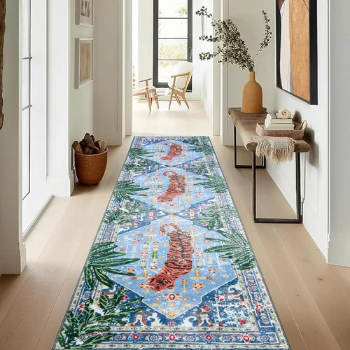Miniatura 24 de Alfombras hippie, alfombras de 2 x 3 de lana sintética tropical rosa boho para baño, cocina, entrada interior pequeña. Alfombra moderna vintage
