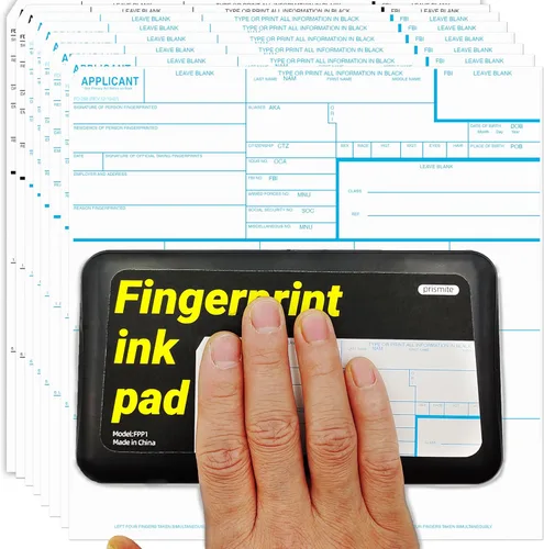 prismite Kit de huellas dactilares con almohadilla de tinta de huellas dactilares grandes y tarjetas de huellas dactilares, aplicable para FD-258,