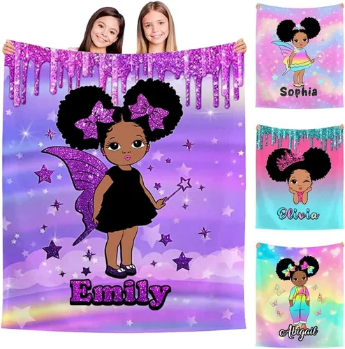 Miniatura 16 de MyPupSocks Manta Decorativa Personalizada con Nombre Personalizado Mantas para Niña Hija Nieta Manta Bonita (7 Tamaños)
