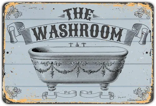 Miniatura 10 de Letrero de metal – The Washroom – Letrero de metal duradero – Uso en interiores y exteriores – Gran decoración de baño y regalo de menos de $20