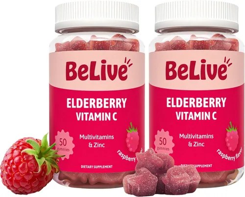 Miniatura 8 de BeLive Gomitas de saúco con vitamina C, D3 y zinc, suplemento multivitamínico para apoyo a la salud inmunológica para niños y adultos, 50