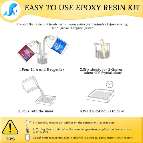 Miniatura 5 de Kit de resina epoxi JHKL RESIN 1 galón transparente, sin burbujas y sin amarillamiento para fundición y recubrimiento, para mesa, resina epoxi