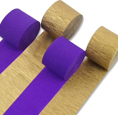 Miniatura 20 de Serpentinas de papel crepé PartyWoo, 4 rollos de 328 pies, paquete de papel crepé negro y dorado para fiesta, boda, cumpleaños, decoraciones