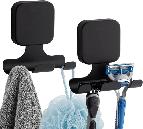 Miniatura 21 de TAILI Soporte para maquinilla de afeitar con ventosa para ducha, paquete de 2, toalla, lufa, soporte para afeitadora para pared de baño, potentes