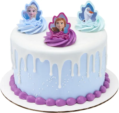 Miniatura 7 de DecoPac Anillos Frozen II, decoraciones de cupcakes con Elsa, Anna y Olaf para celebraciones de cumpleaños y Navidad, paquete de 24