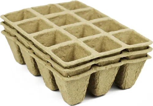 Miniatura 2 de Juego de 6 macetas de turba biodegradables y ecológicas. Bandeja de 12 macetas de 3 pulgadas - Macetas de turba recicladas no blanqueadas perfectas