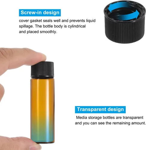 Miniatura 4 de PATIKIL Botella de almacenamiento multimedia de 0.5 fl oz, paquete de 50 botellas de vidrio con tapa de rosca de plástico para laboratorio en casa
