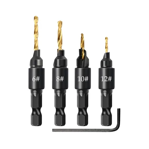 Power Drill Broca avellanadora de vástago hexagonal de 1/4 de pulgada, accesorios para herramientas eléctricas para carpintería de metal de Dorado