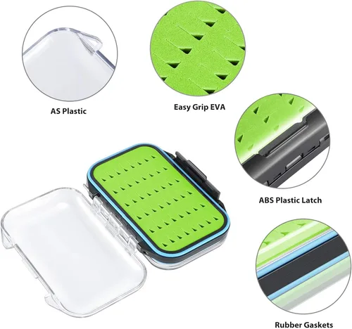 Miniatura 5 de Gonex Cajas de pesca con mosca para cajas de jig de pesca con mosca de dos caras, caja de pesca con mosca impermeable y ligera, tapa transparente