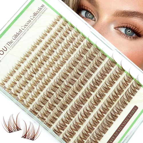 Miniatura 13 de KEYYOU Extensiones de pestañas de Velure color marrón Venus Natural Wispy C Curl Manga de 0.315-0.630 pulgadas con banda invisible suave